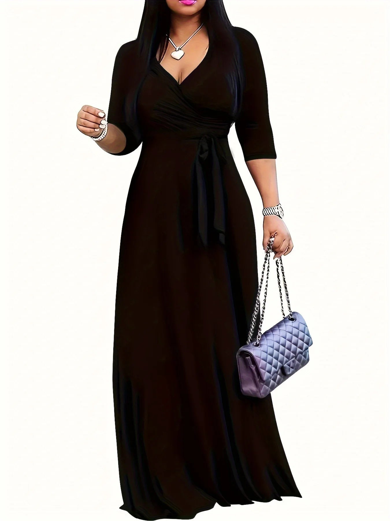 Casual Sexy Deep V Neck Lace-Up Loose Dresses Robe Femme