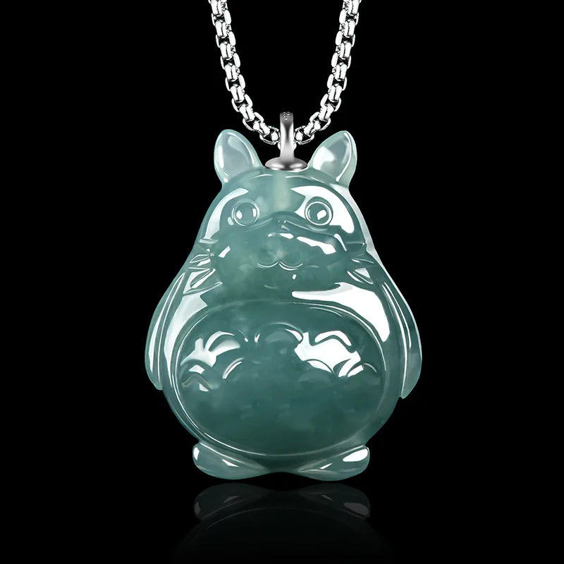 Genuine Natural Jadeite Blue Water Three-dimensiona Pendant