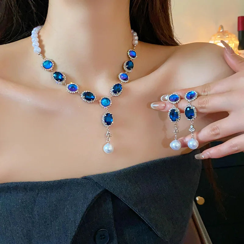 ACRYLIC pearl round necklace earrings tassel wedding women's jewelry