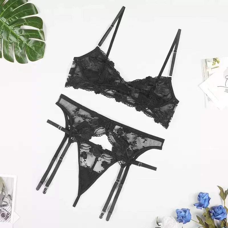 Women Lingerie Set Lace Embroidery Push Up Bra Panties Sets