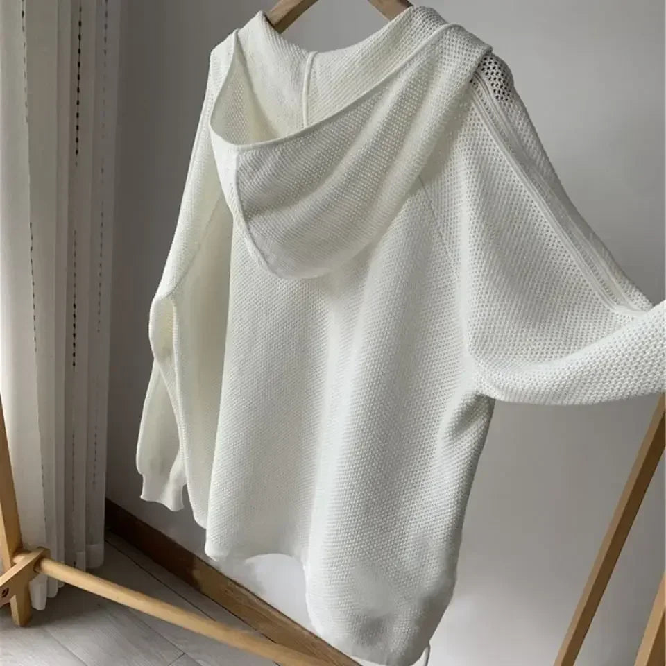 New Women Hollow Out Hooded Knitwear