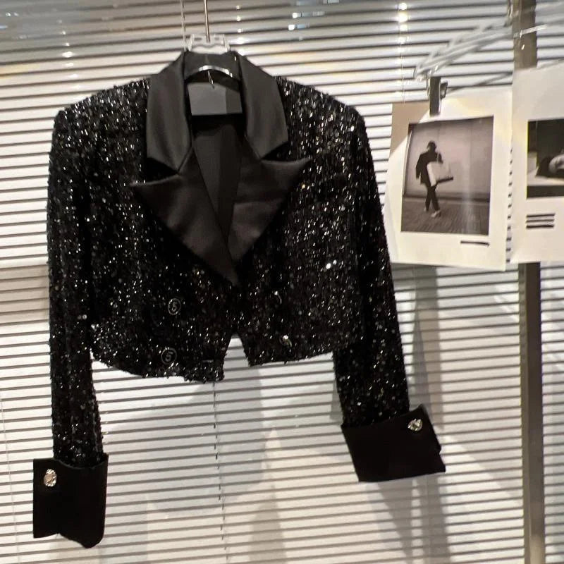 Small High Sequined Short Coat