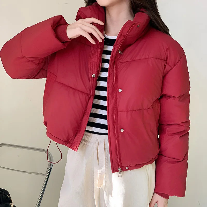 Winter Women Clothes Cropped Jackets Parkas