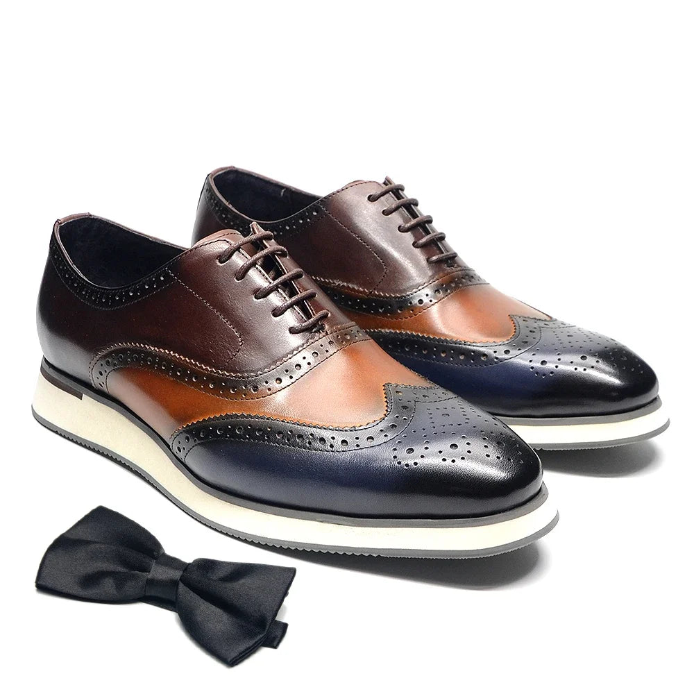 Men's Dress Sneakers Genuine Leather Italian Casual Formal Shoes