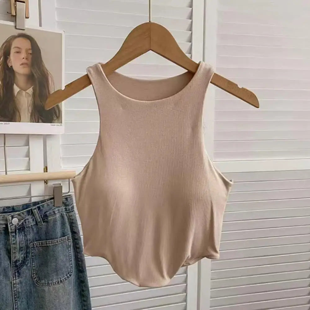 Summer Women Tank Tops Camisole  With Padded Bra