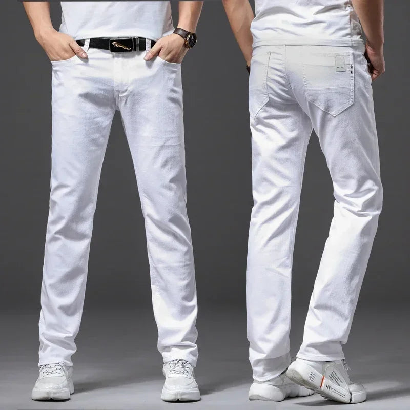 Men's White Jeans Fashion Casual Classic Style