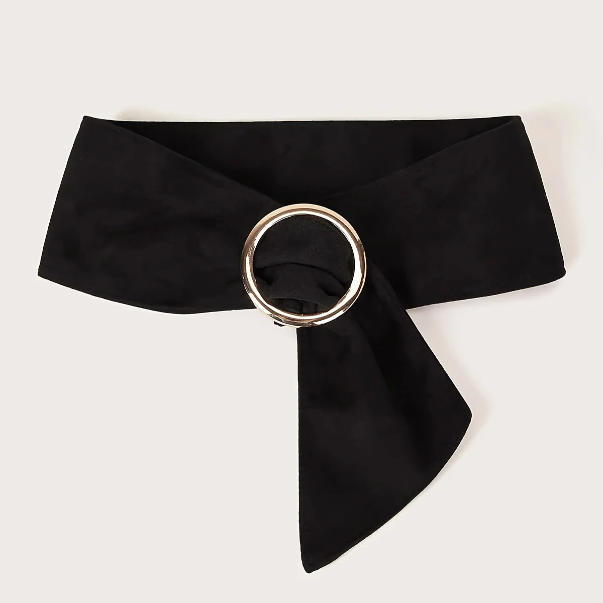 Fashionable and elegant retro women's high-end round buckle suede waist belt