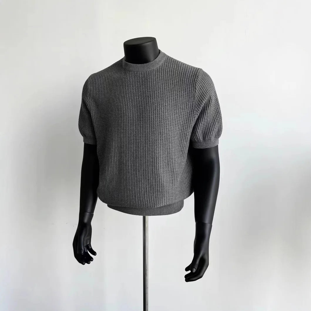 Knitting Sweater Men's Short Sleeve Knit Tee