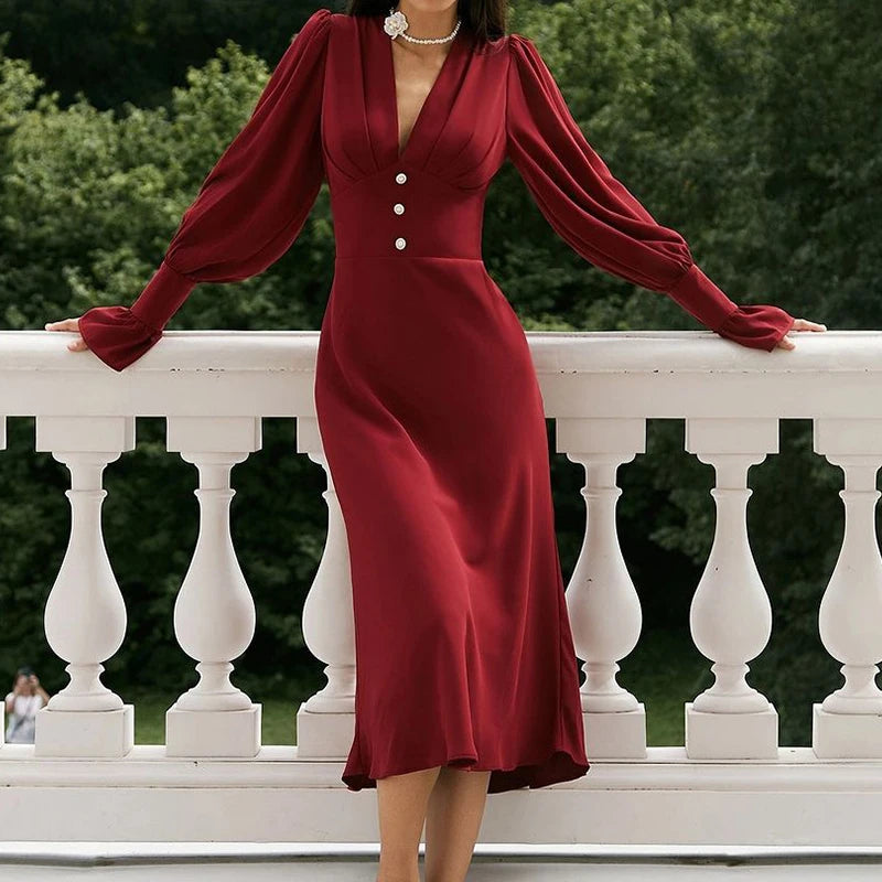 Deep V-neck Chiffon Party Dress