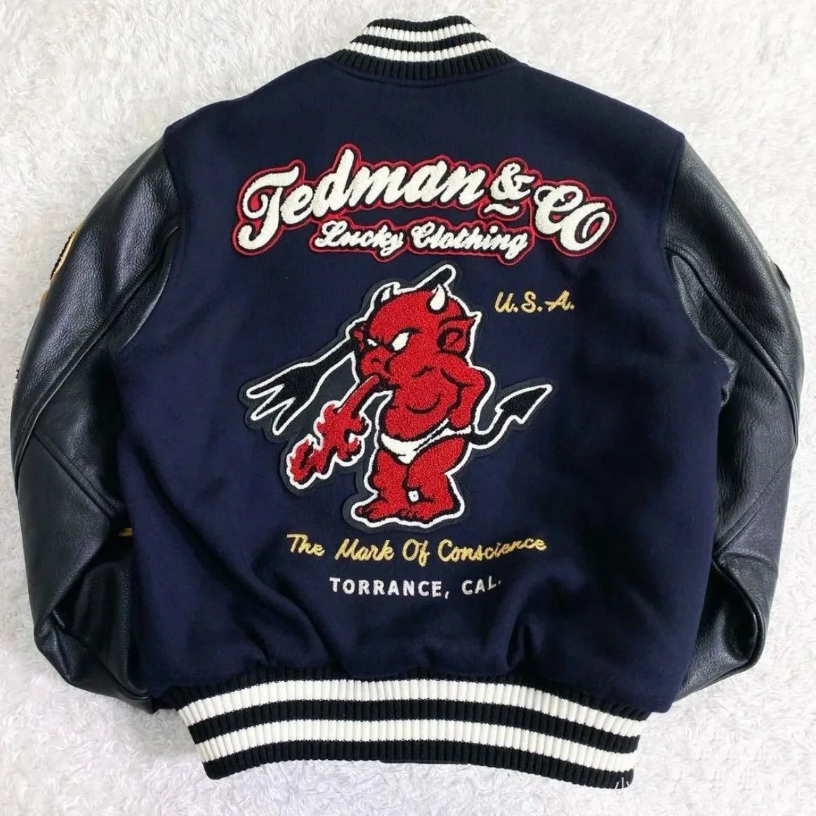 Embroidery Varsity Jacket Men PU Leather Sleeves Oversized Bomber Jackets