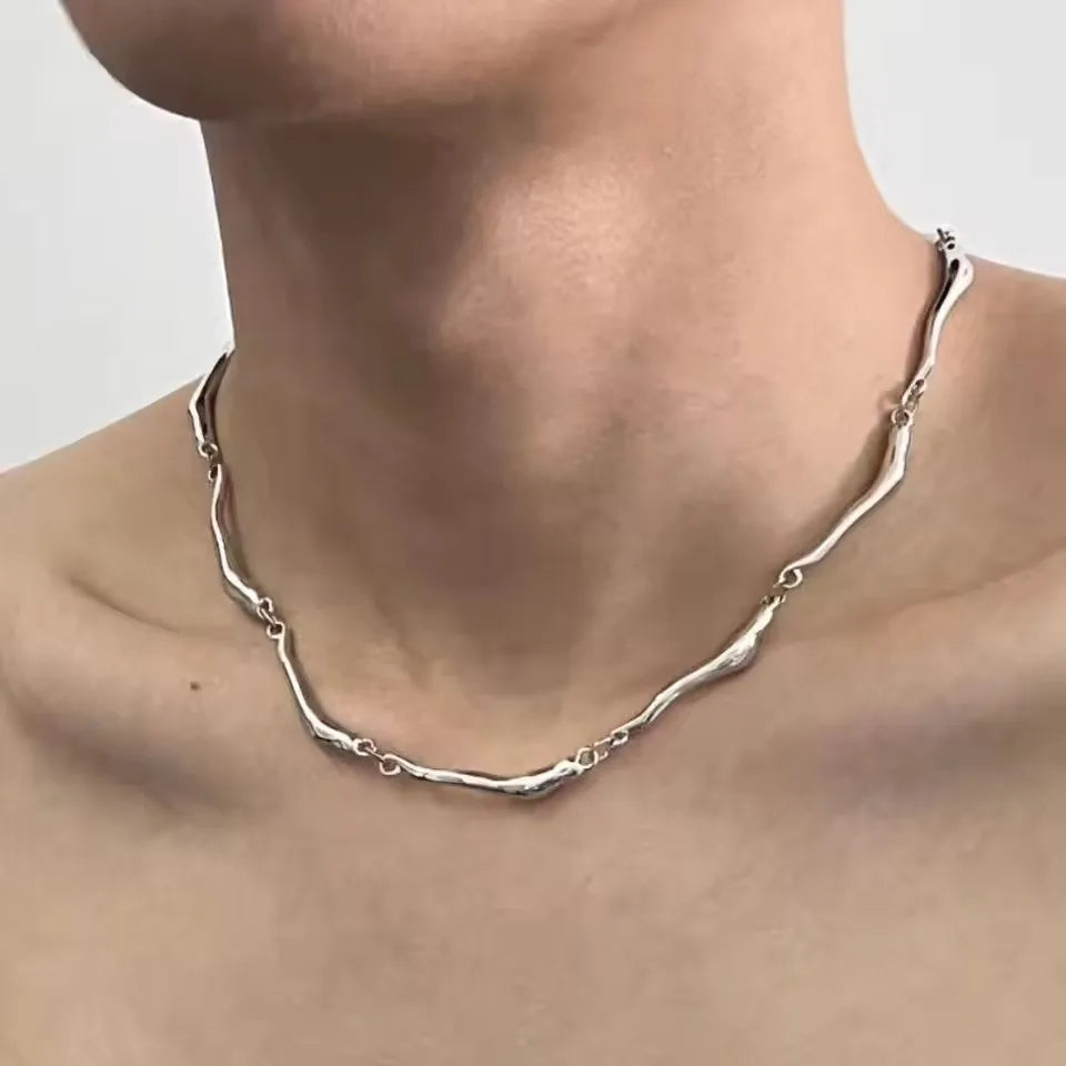 New Irregular Wave Shape Chain Men Necklace