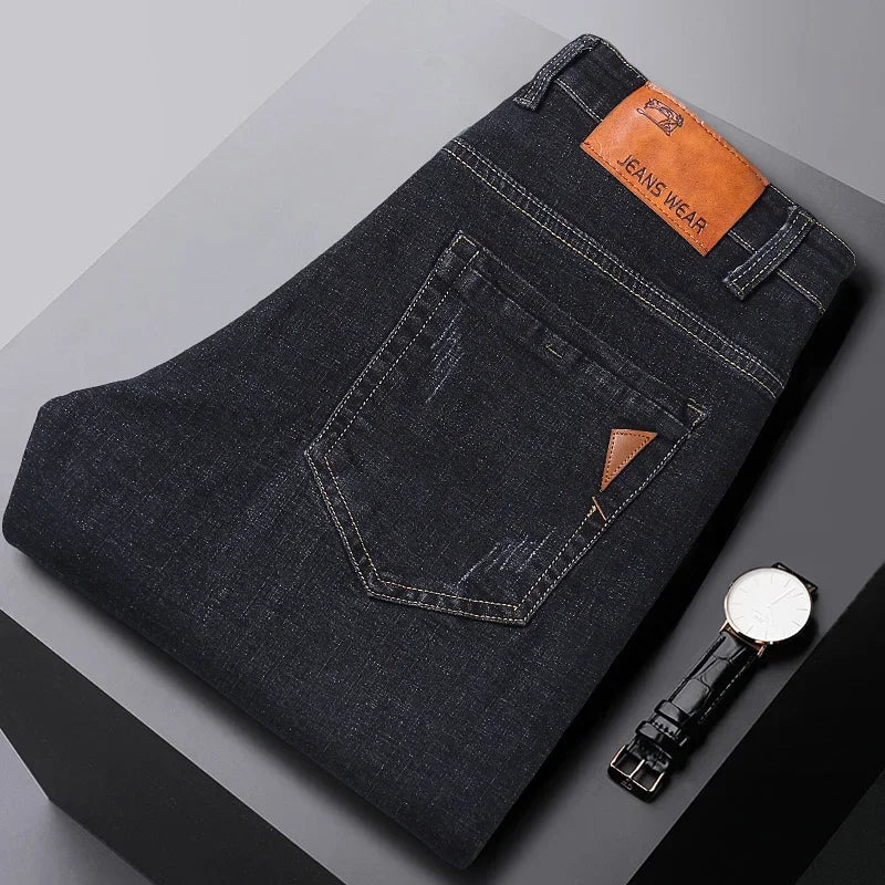 Men Fashion Straight Jeans Slim Fit