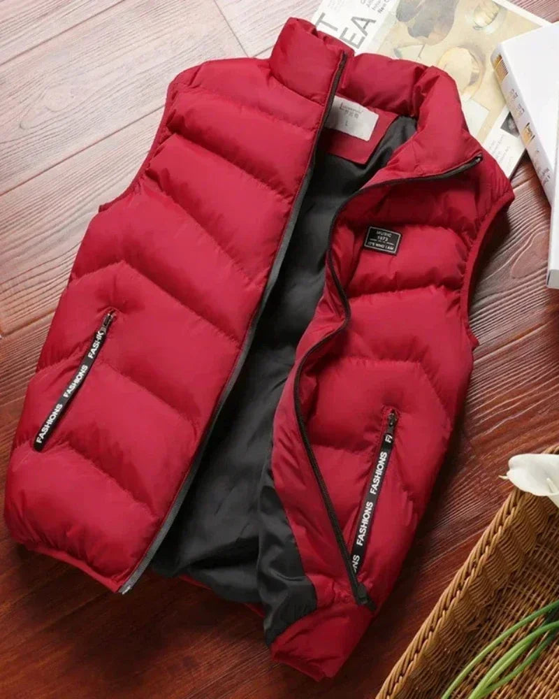 Puffer Sleeveless Coats Mens Solid Color Down Jacket