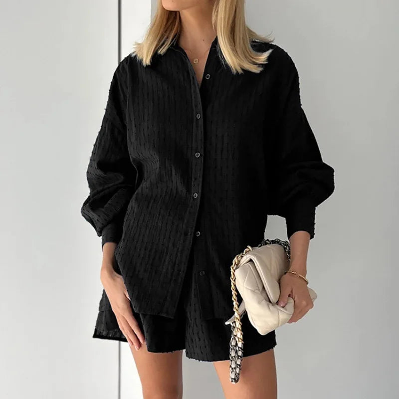 Women's Two PieceLong Sleeved Elegant Shirt 2 Piece Sets Suit
