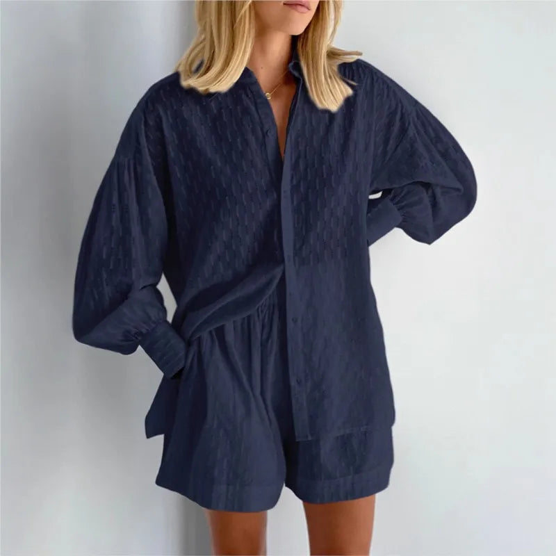 Women's Two PieceLong Sleeved Elegant Shirt 2 Piece Sets Suit