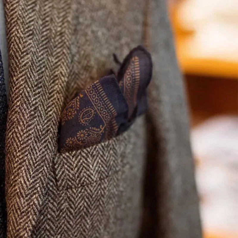 Men's Suit Herringbone Blazer Prom Tuxedos Wool Jacket （Only Coat）