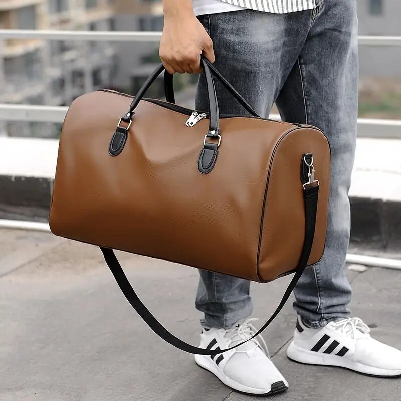 Men's Business Travel Bags Leather Large Capacity Handbags