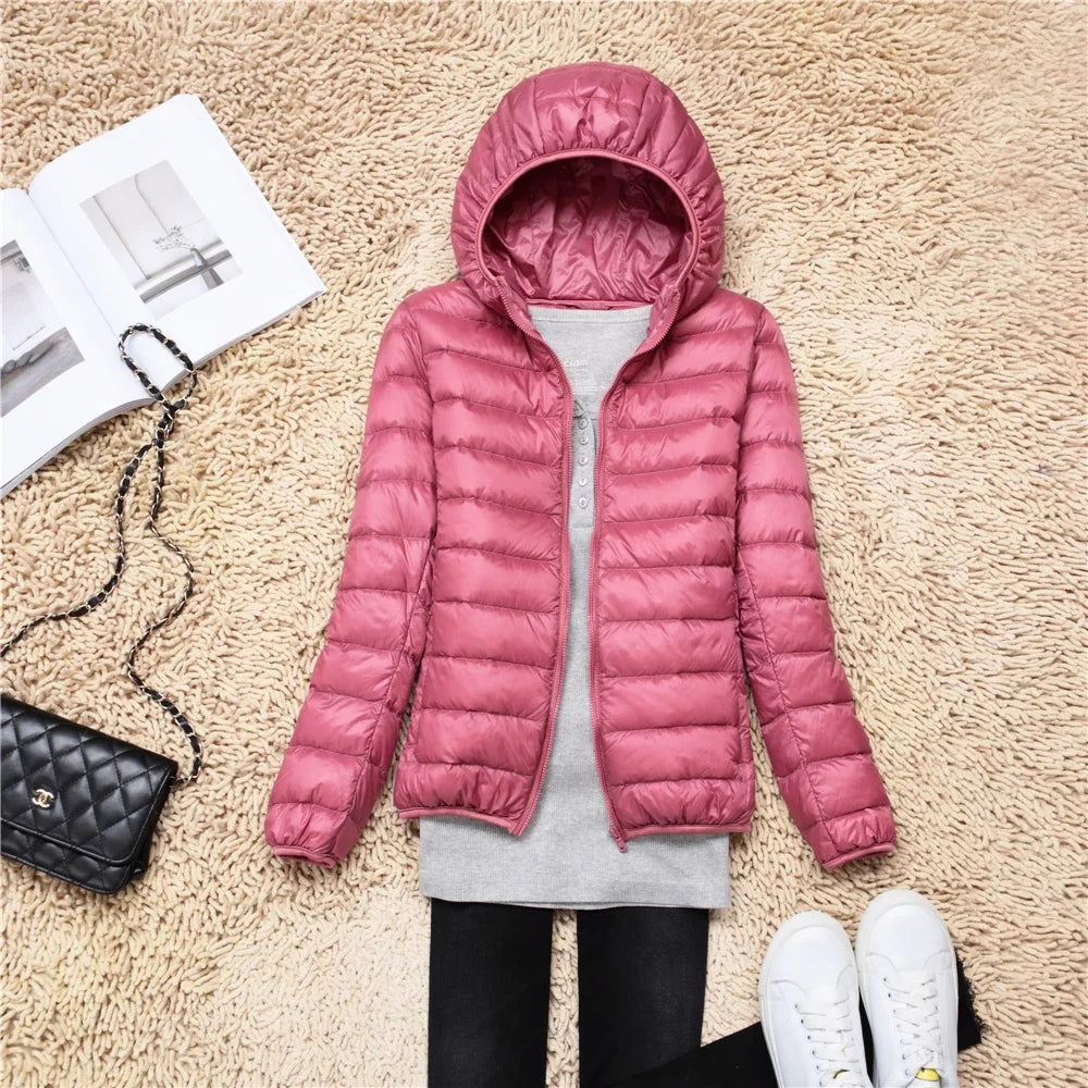 Women Puffer Jacket Ultra Light Weight Packable Hooded Down Coats