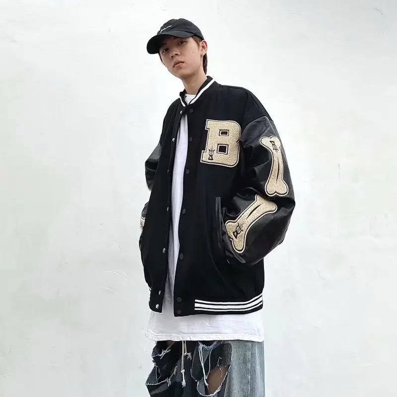 Men Baseball Jackets  Long Sleeve Bomber Jacket