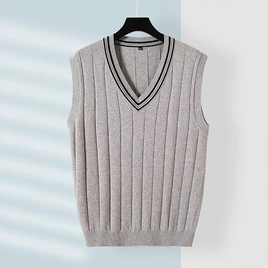 Men Knit Vest Casual Knitted Sweater  Waistcoat