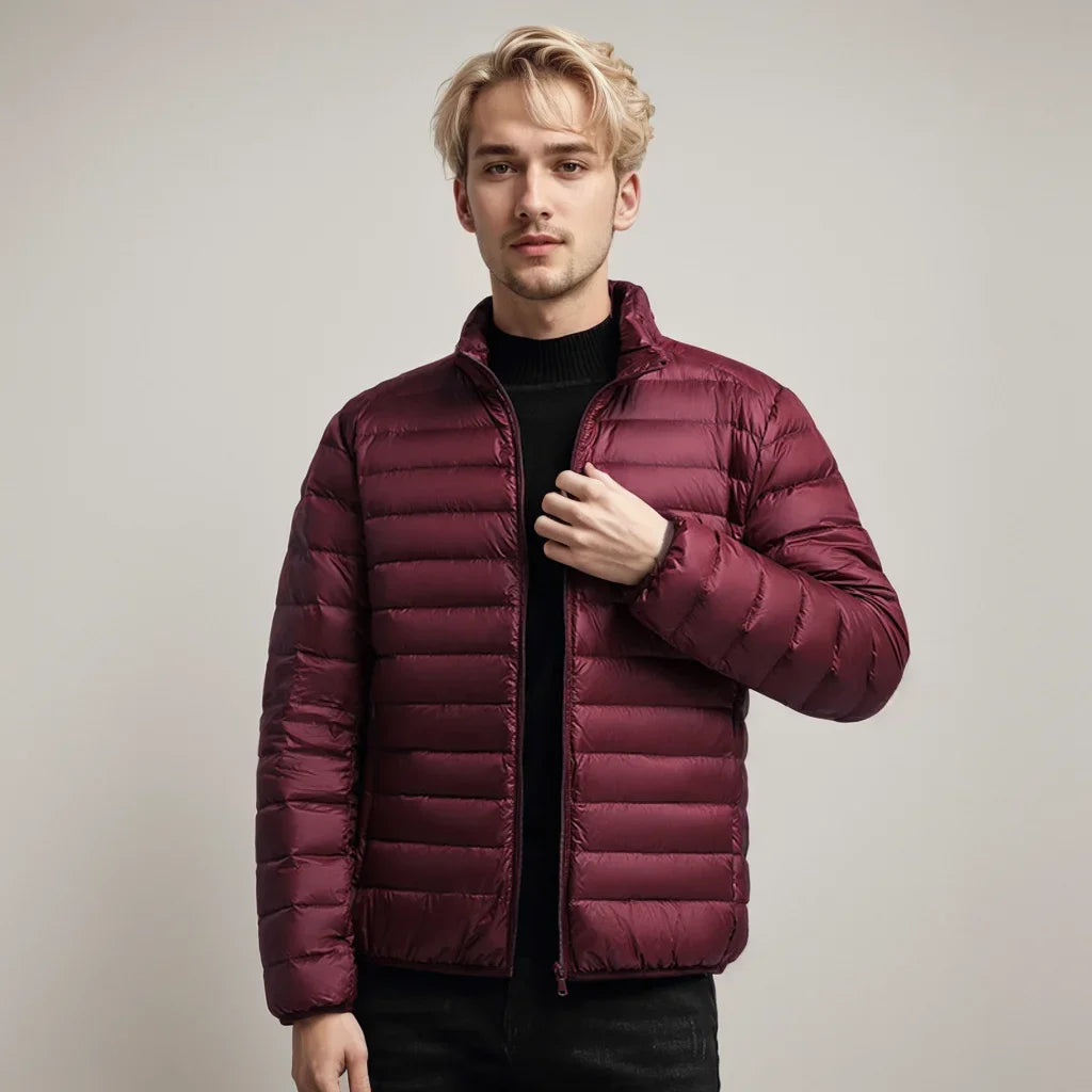 All-Season Puffer Jacket Men White Duck Down Portable Lightweight Jacket