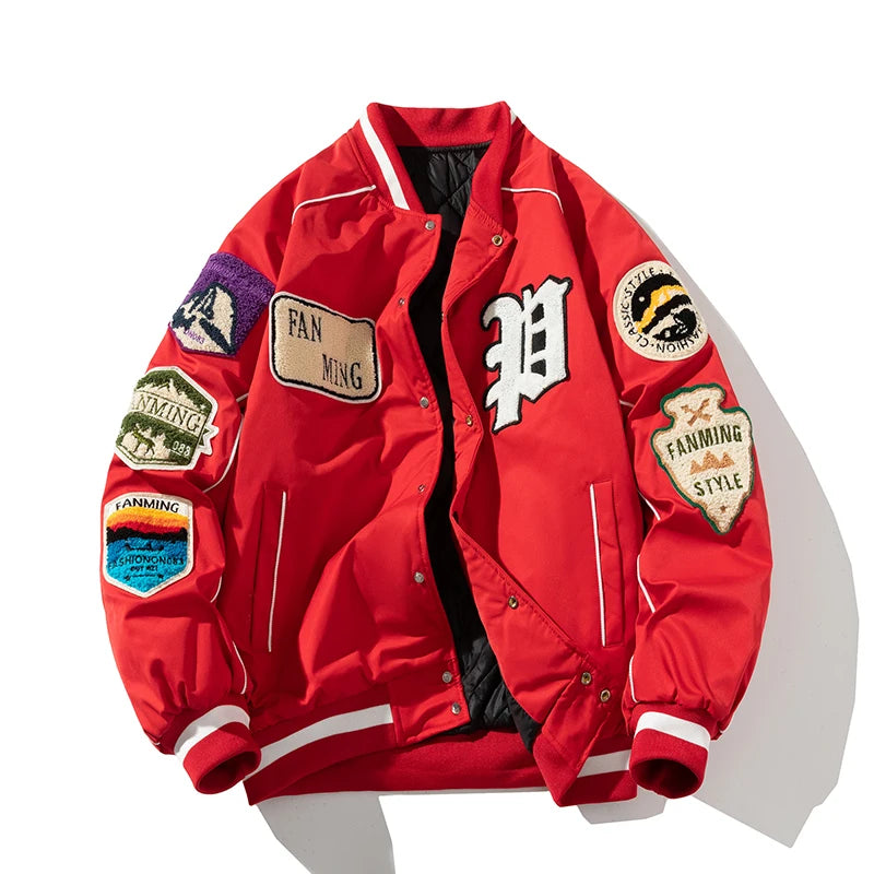 Winter Varsity Jacket Men Women Letter Badge American Baseball Jacket Street Fashion