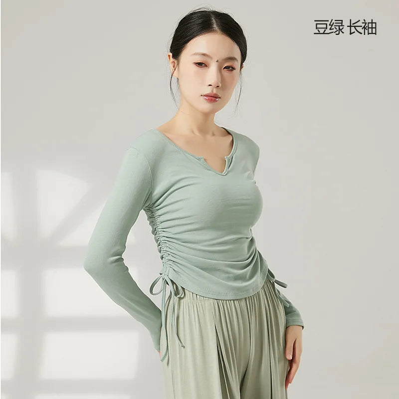 White Blouse for Dancing Women Long Sleeve Shirt