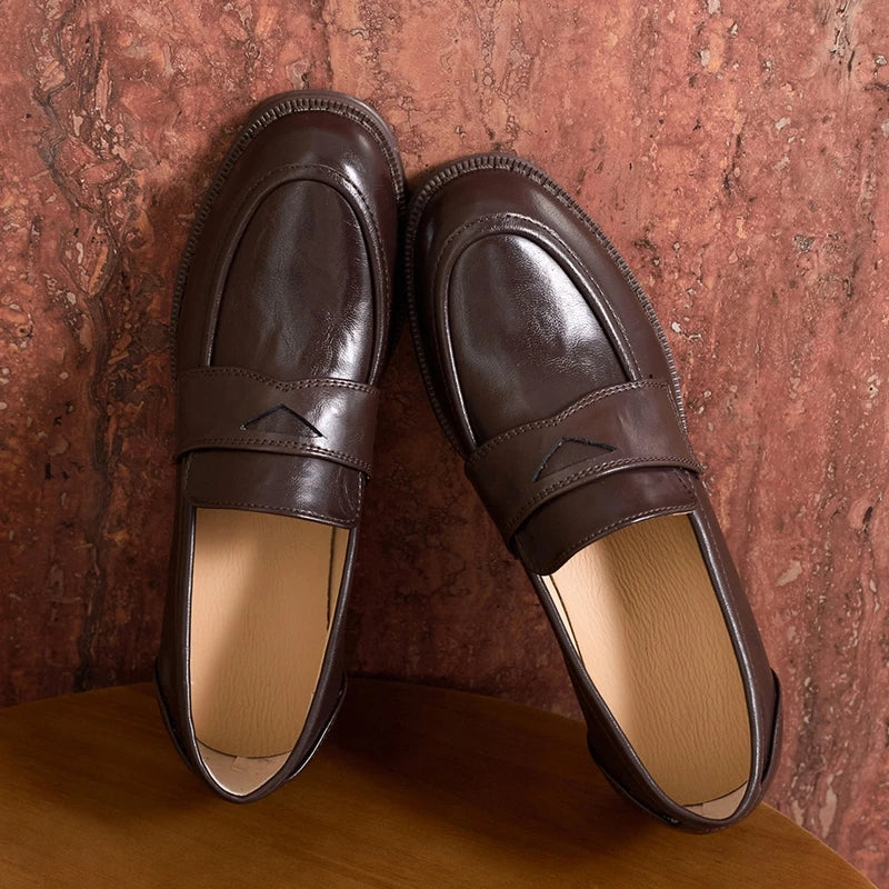 Women's Loafers  Shallow British style Low-heeled Slip-on Female Shoes