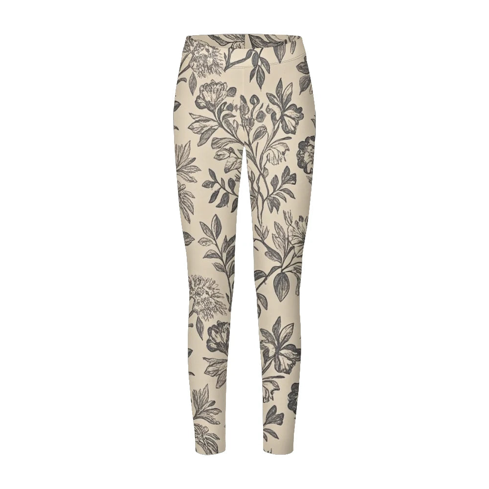 Women's High-Waisted Leggings with Botanical Print