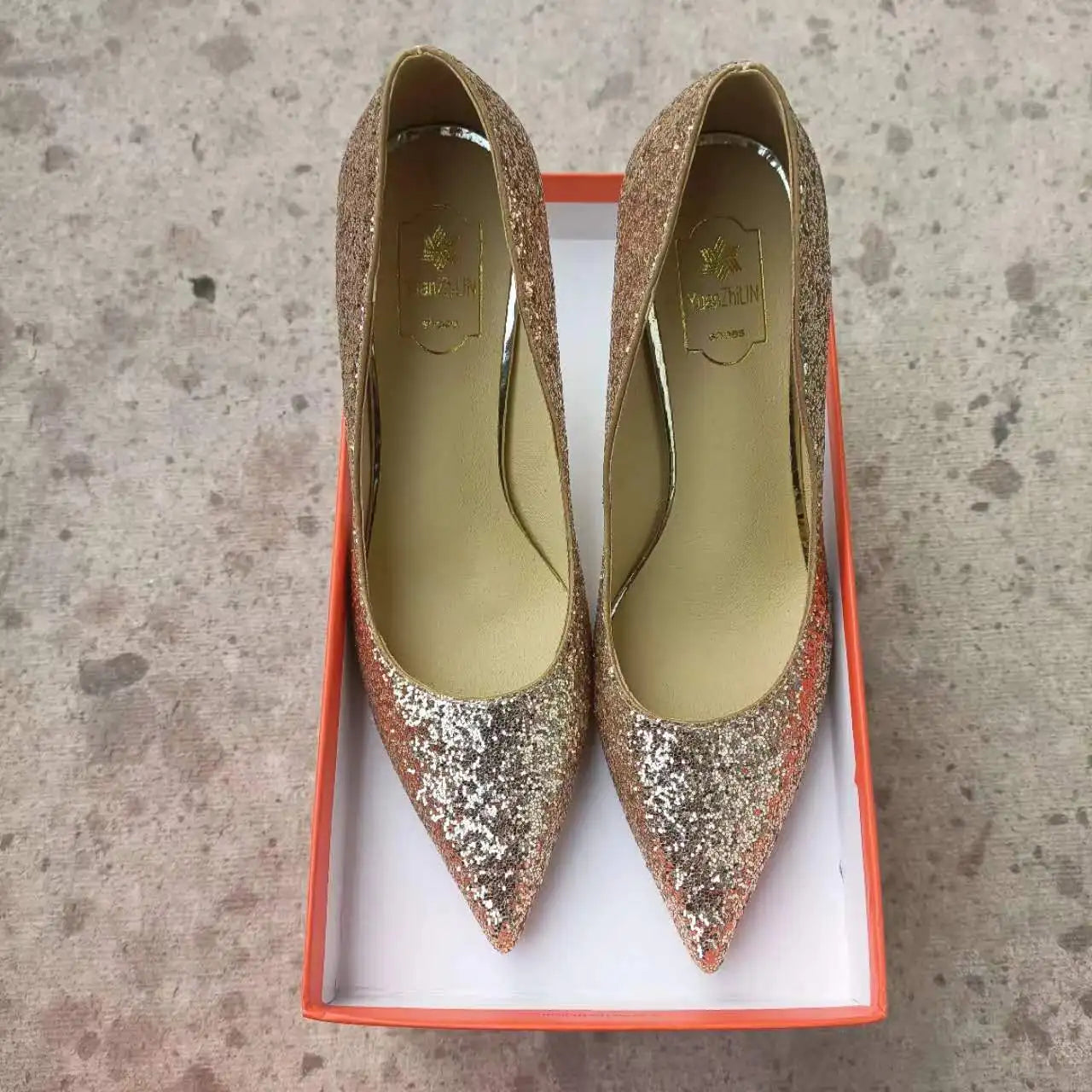 High Heels Women Wedding Shoes Bride Gold Heels Luxury Designer