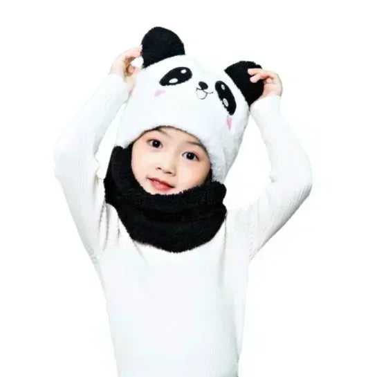 Cartoon Hat for Girls Boys Scarf Thicken Cap Winter Hat for Kids Newborn