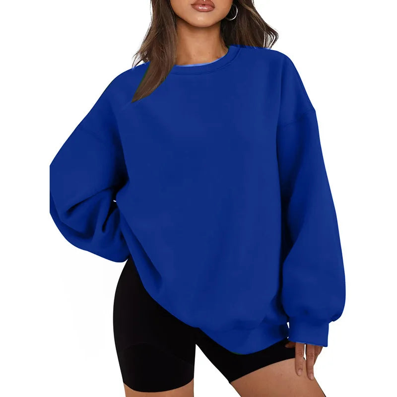 Women's Solid Color Sweatshirt Casual Long Sleeve Crew Neck Pullover