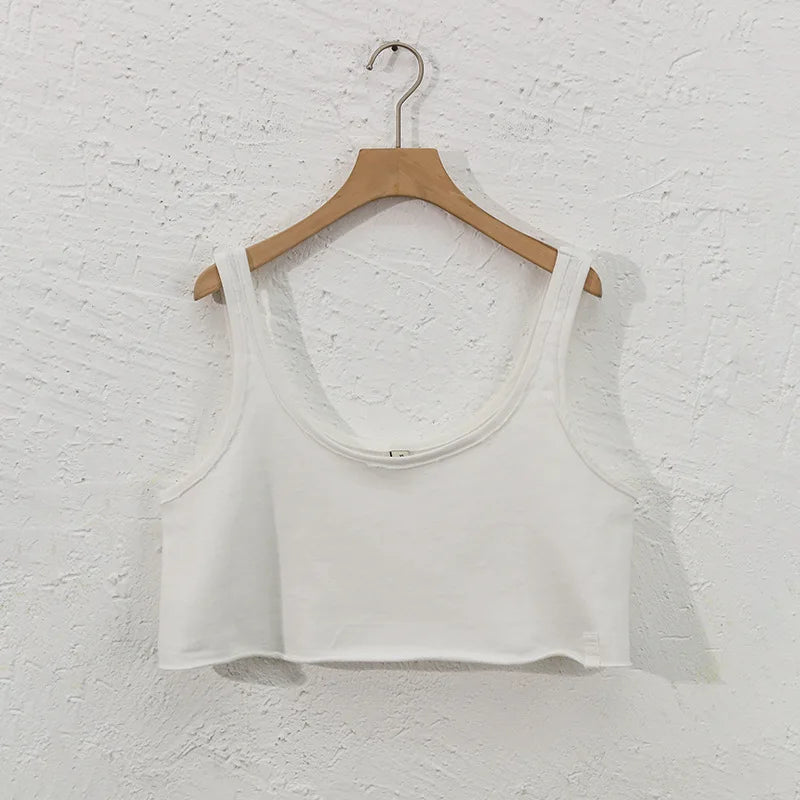 100% Cotton Tank Tops Women Sleeveless  Sexy Cropped Camisole