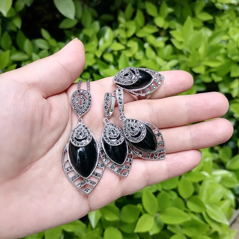 Rhinestone Horse Eye Stones Women's Jewelry Set