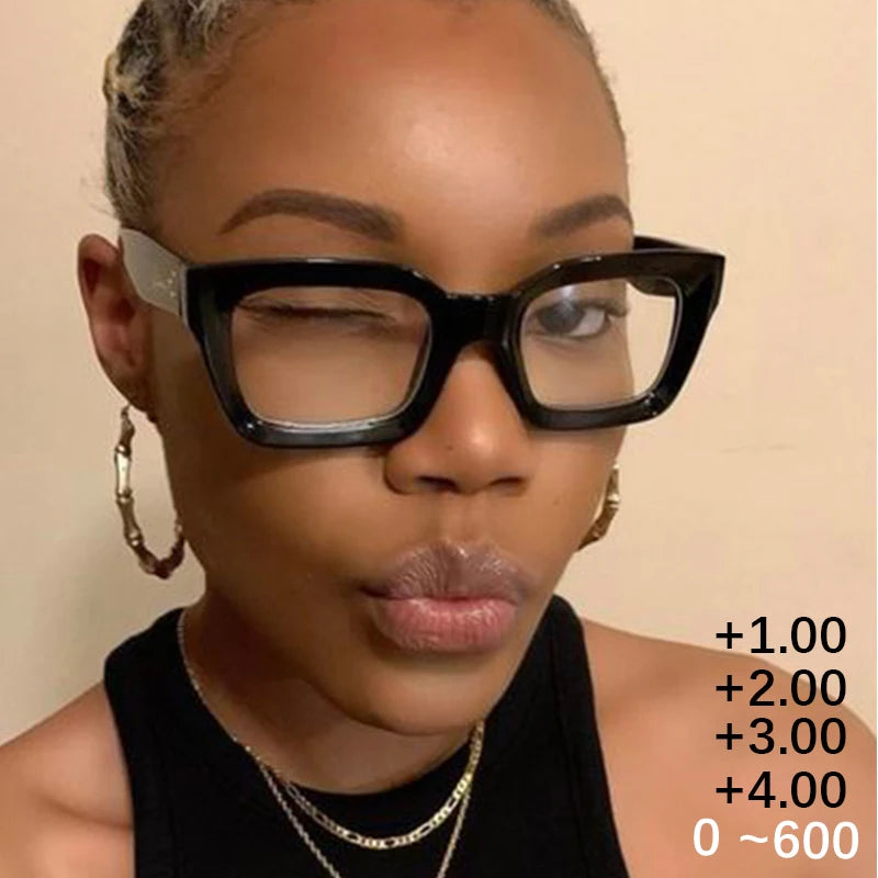 Fashion Reading Glasses  Oversized Square Large Optical Lens